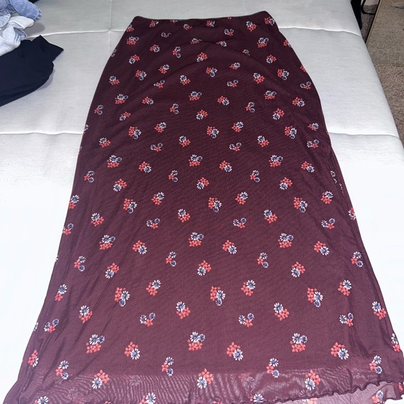 Trixxi Burgundy Floral Maxi Skirt - Picture 1 of 3